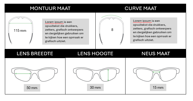 Afmetingen van monturen Afmetingen van monturen - Specialspex